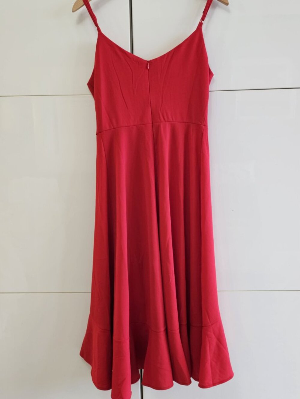 New Ruby Red Ruffle Cocktail Dress - Picture 7 of 12